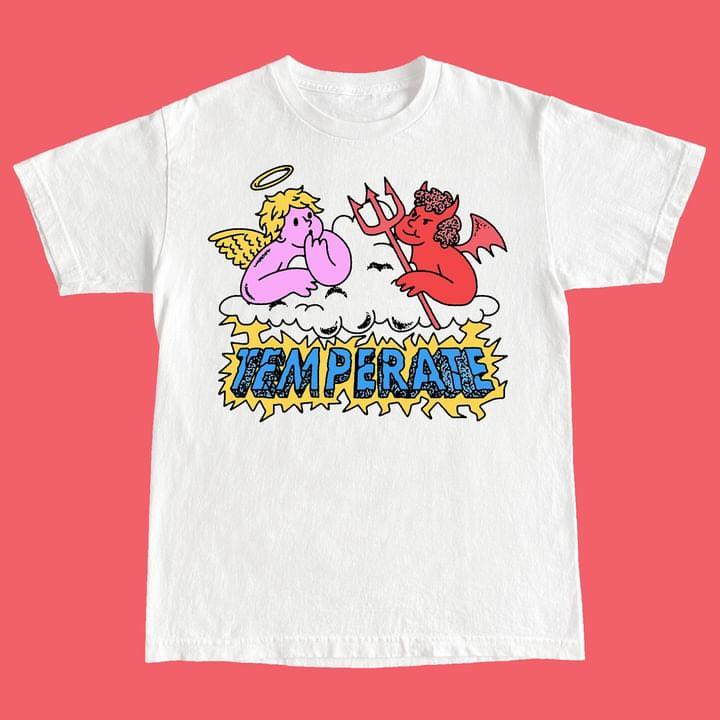 Temperate Devil and Angel White Tee
